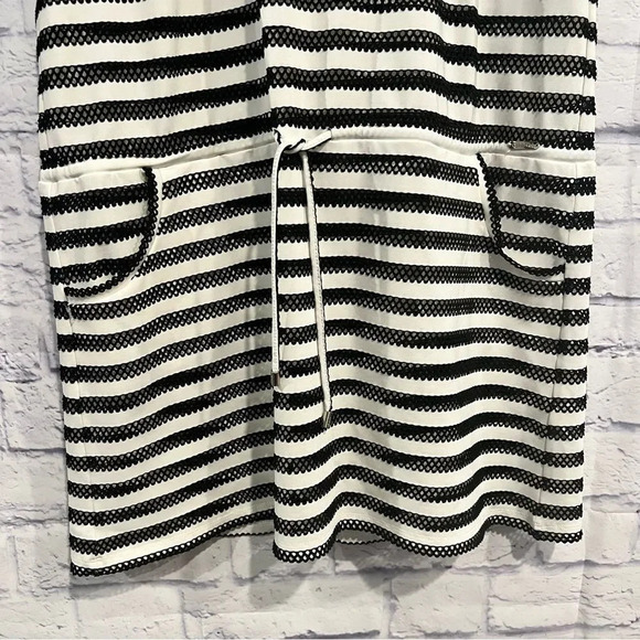 Calvin Klein Swimsuit Top Cover Up Size Medium Black Stripe Drawstring Waist - Picture 6 of 9